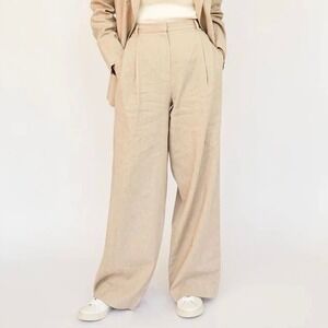Matteau Linen Pleat Trousers In Natural Tan 4 NWT